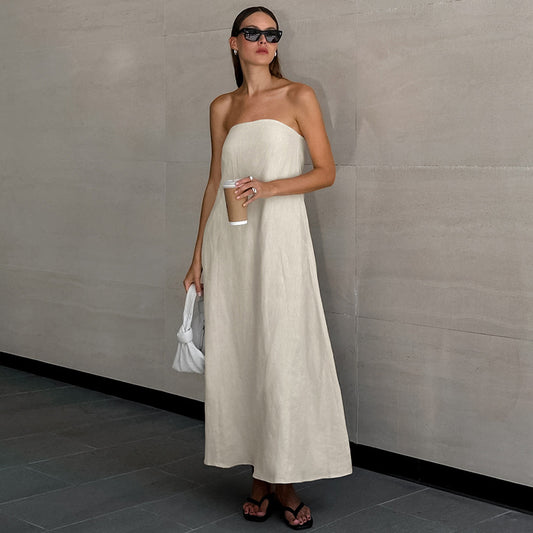 Robe maxi en Lin bustier "Wilow"